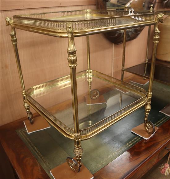 A Bagues-style brass two-tier trolley 44cm square